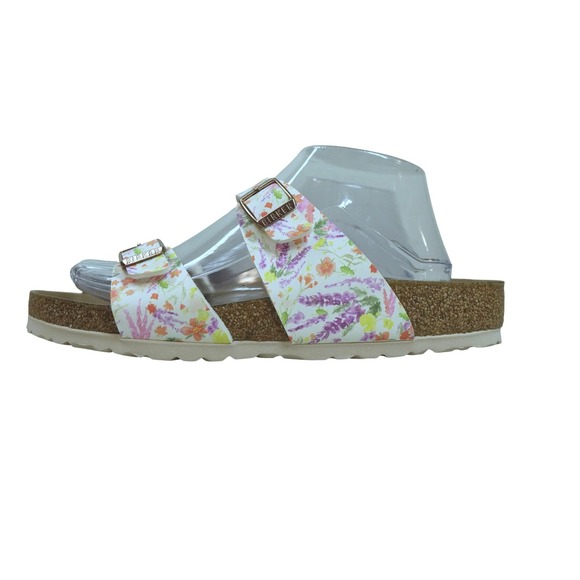 Birkenstock Shoes - Birkenstock Sydney Watercolor Sandals Women 9 40 White Floral Print Double Strap